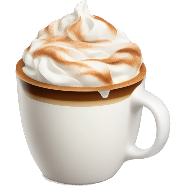 A latte with whip cream and cinnamon on top emoji