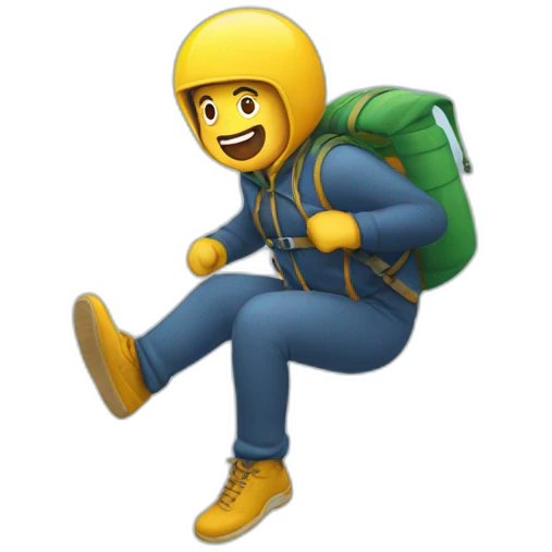 man jumping with a parachute emoji