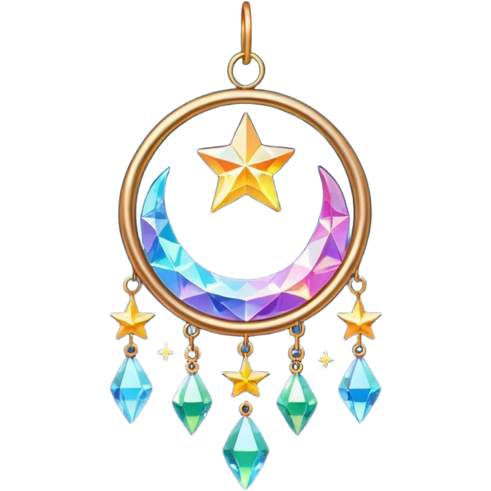 Sparkly glittery aesthetic Iridescent suncatcher hanging crystals and tiny stars emoji