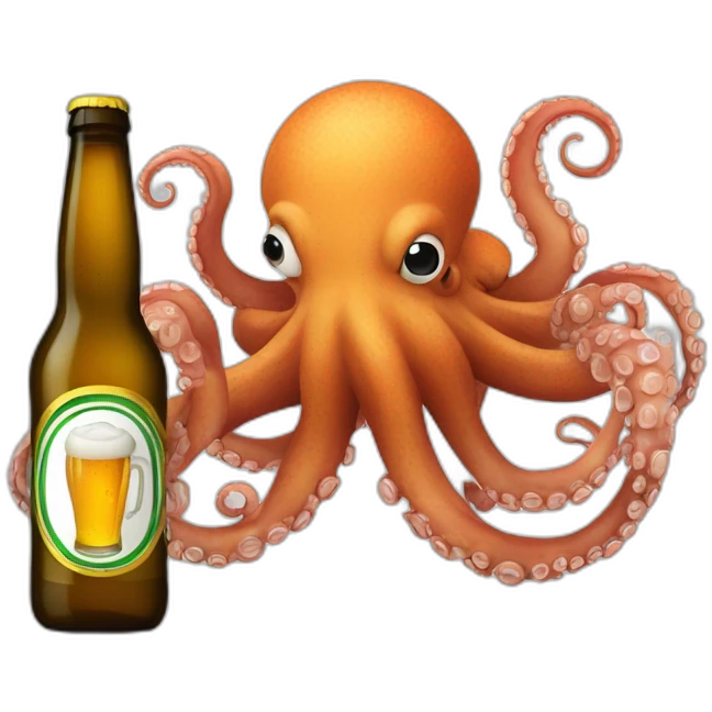 octopus with a bottle of beer emoji