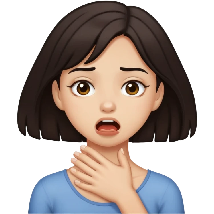 tan girl with dark hair choking herself  emoji