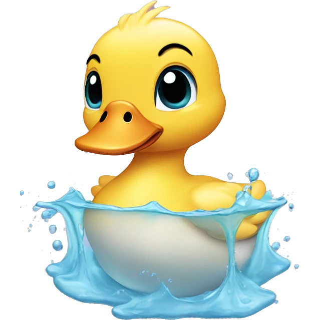 Baby duck playing in water  emoji