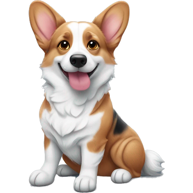 Red Corgi and blue Merle corgi hugging emoji