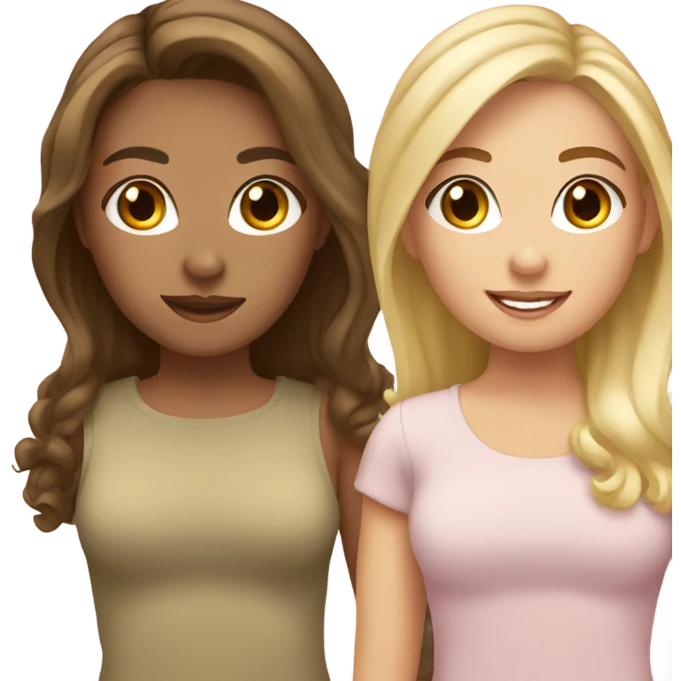 Sisters one brunette and blonde Caucasian  emoji