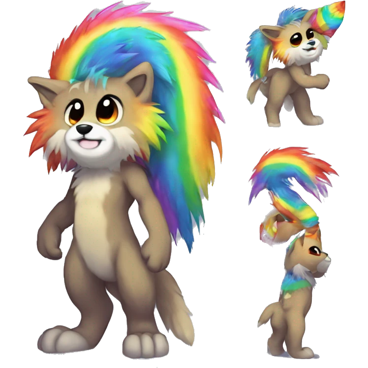 Furry, sparkle, rainbow, animal, anthro, full body, fursona, protogen emoji