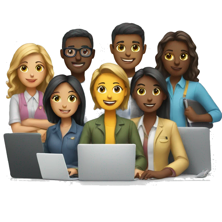 people working on laptops together emoji