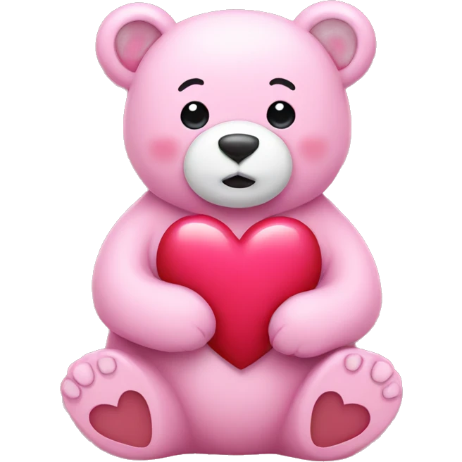 pink bear holding heart  emoji