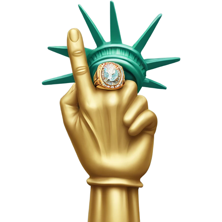 Statue of liberty hand with championship ring emoji