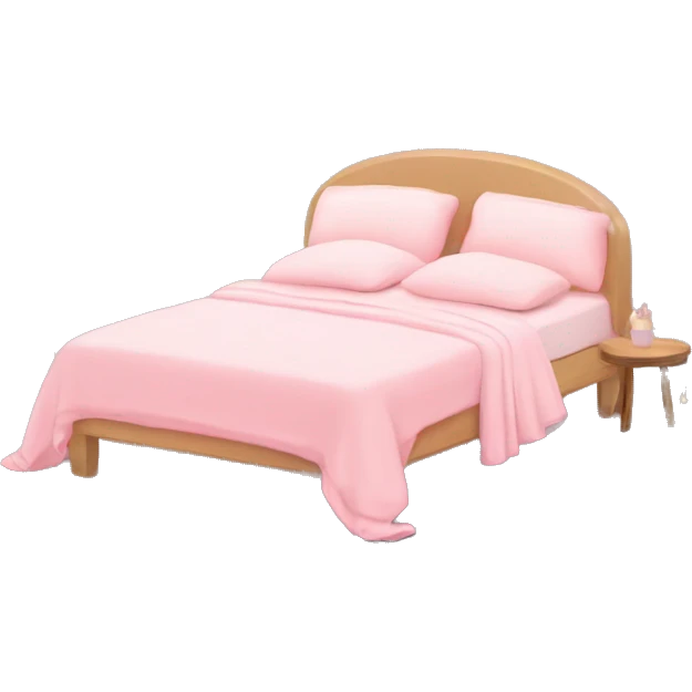 Cozy bed with light pink sheet and a pink canape and fairy lights  emoji