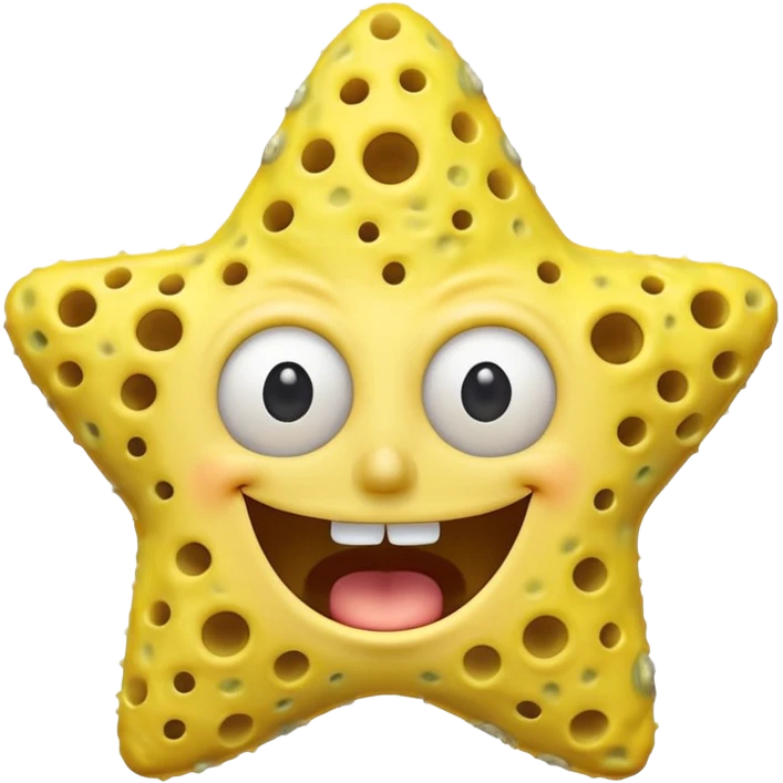 Star face SpongeBob mouth shape open happy emoji