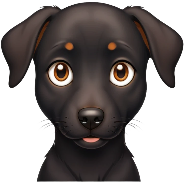 black skinny dog with brown eyes emoji