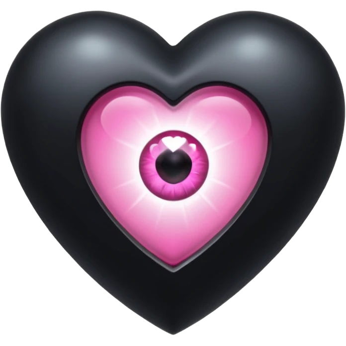 A black heart Gem with a pink eye in the center emoji