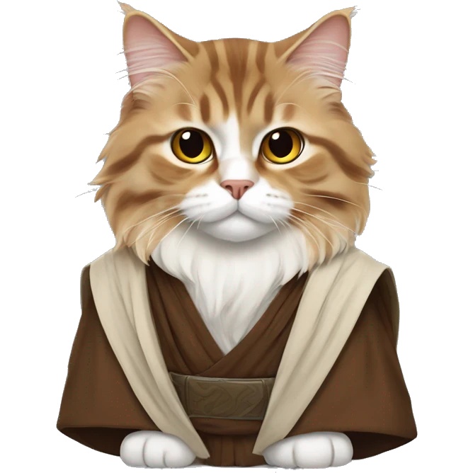 Brown Siberian cat dressed as obi wan kenobi emoji