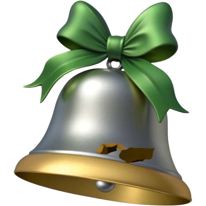  silver christmas bell with pine  emoji