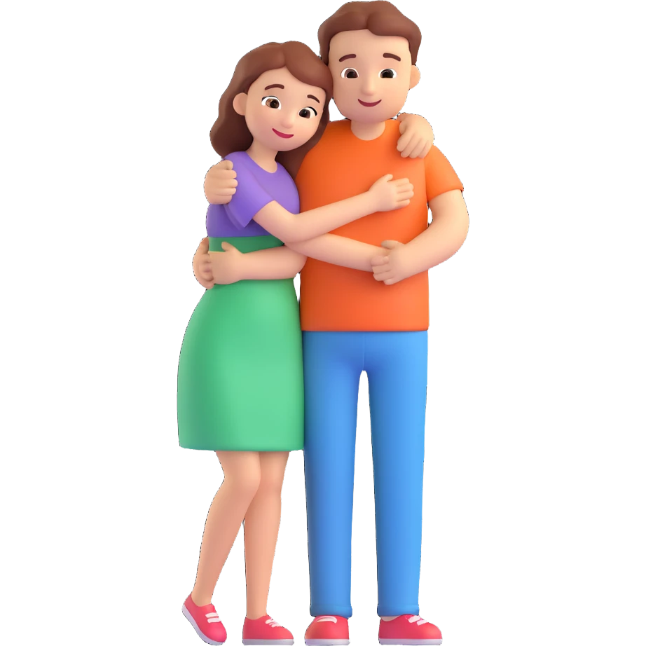 A hugging couple of a woman and a man emoji
