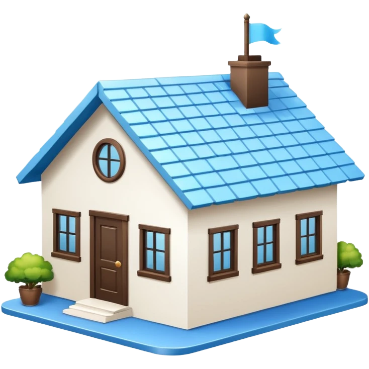 a house with a sky blue roof and white walls emoji