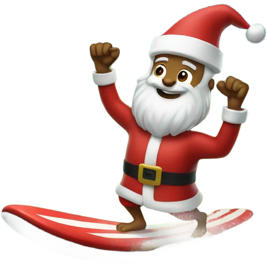 Santa surfing with Shaka hands emoji