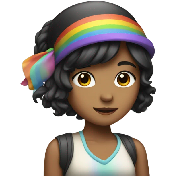 blak hiar girl with rainbow hat emoji