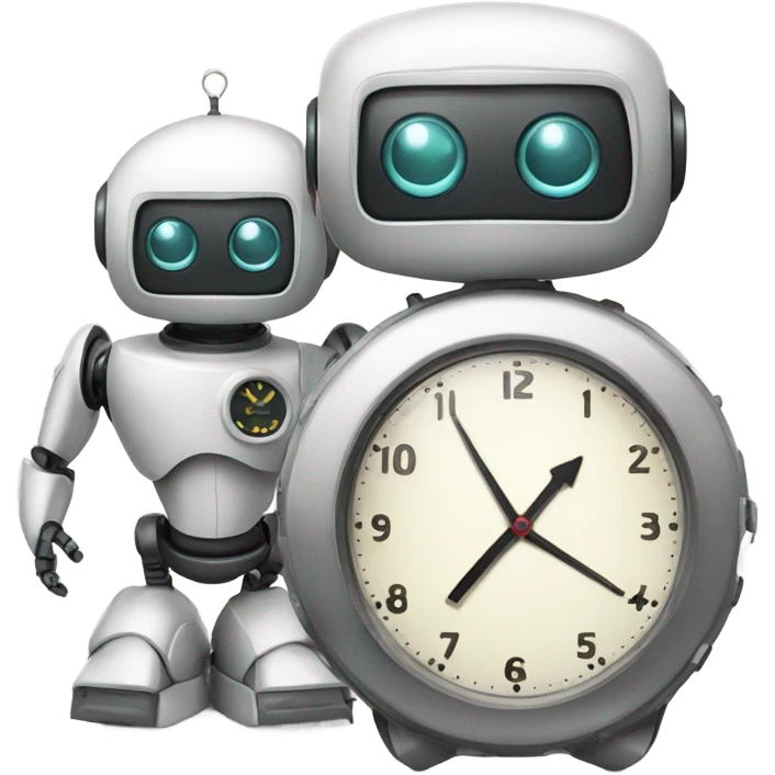cute robot and a clock emoji