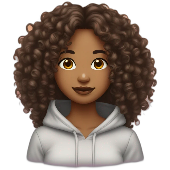Mixed girl /curly long hair black light / with brown hooded eyes  emoji