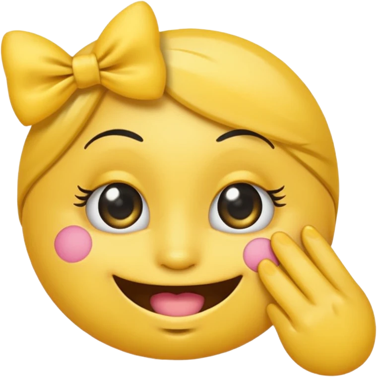 Şimdi sana bir tane emoji göstereceğim eli ağzında gözlerinde kirpik kafasında da kurdele olsun emoji