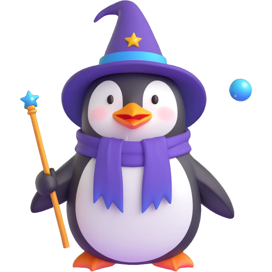 A penguin wizard emoji
