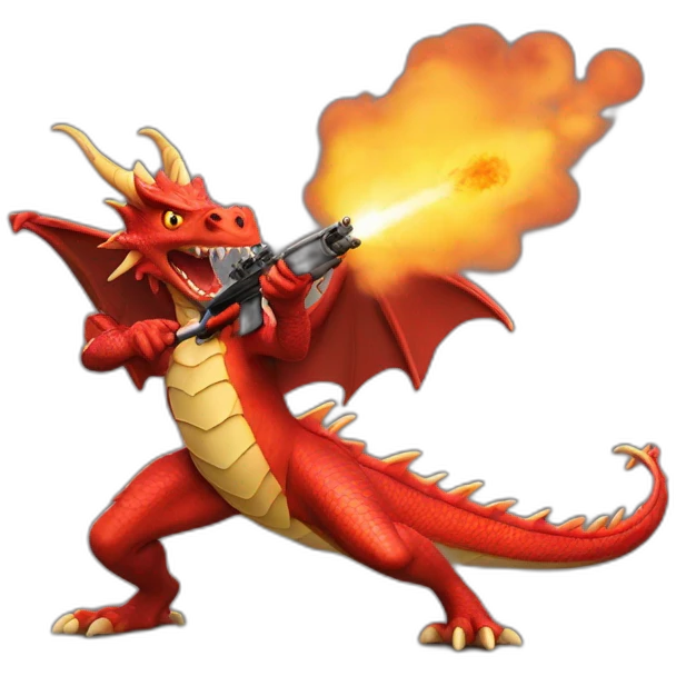red dragon firing with rifle emoji