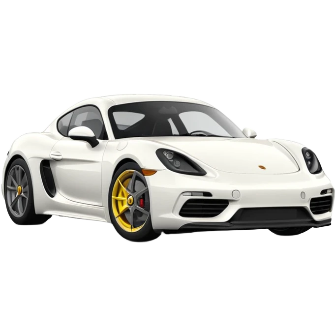 Matte White colored exterior 2024 Porsche 718 Cayman GTS 4.0 with yellow ceramic brake calipers and dark silver anthracite rims emoji