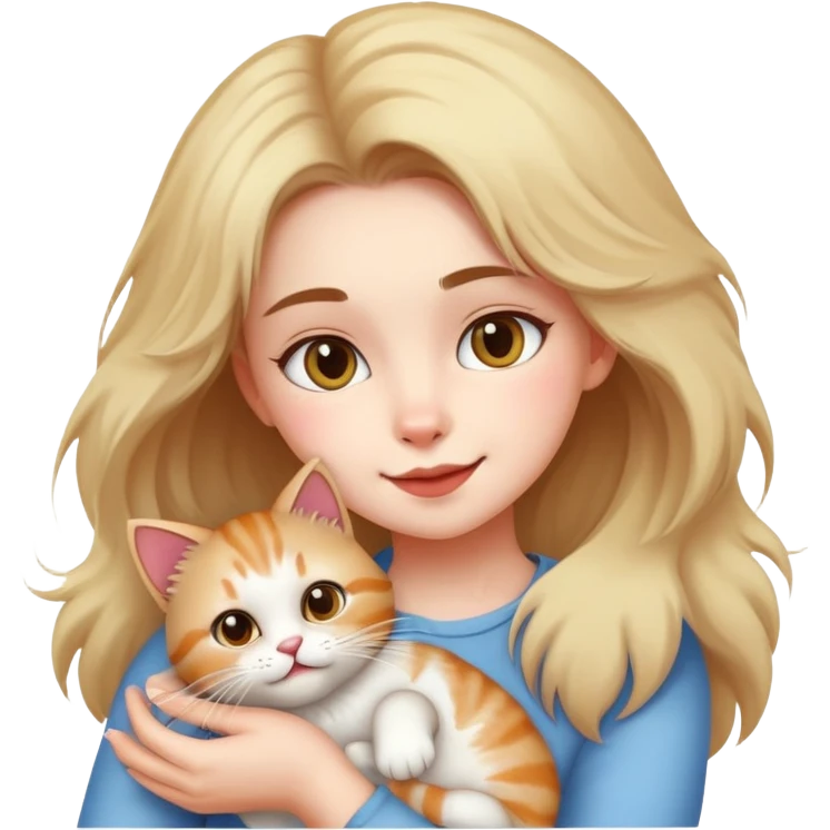 Girl playing with her cat emoji