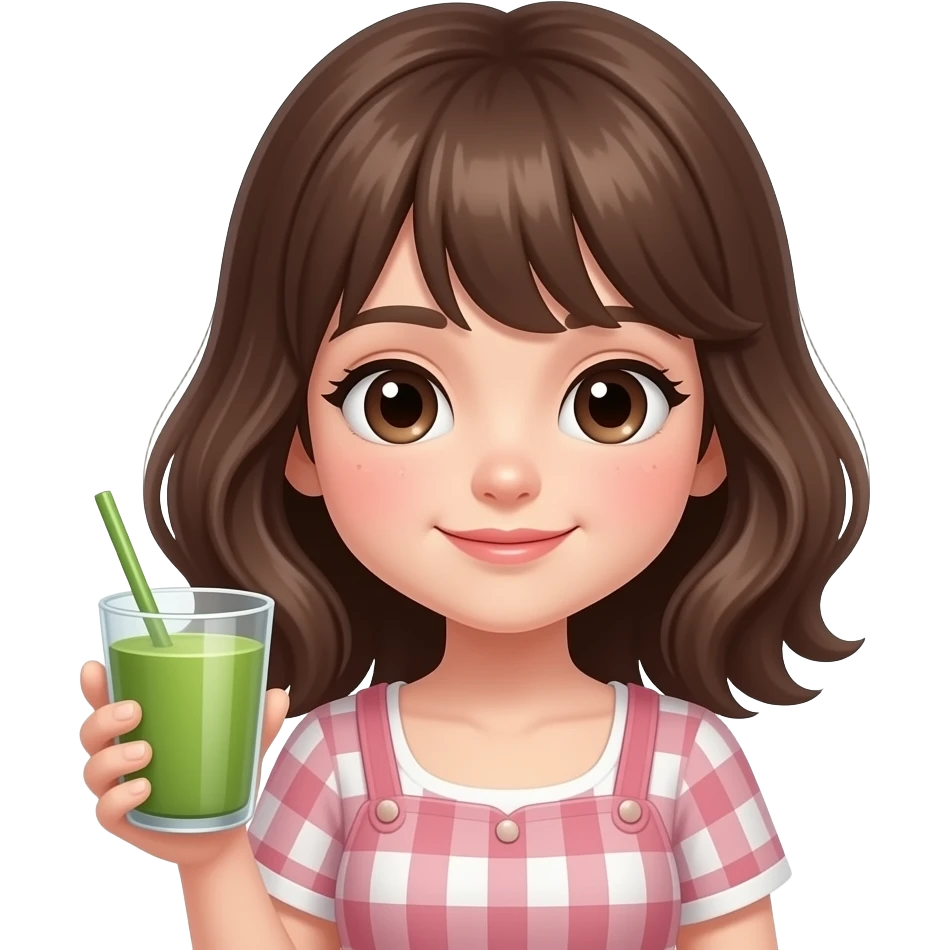 coquete girl with matcha in her hand emoji