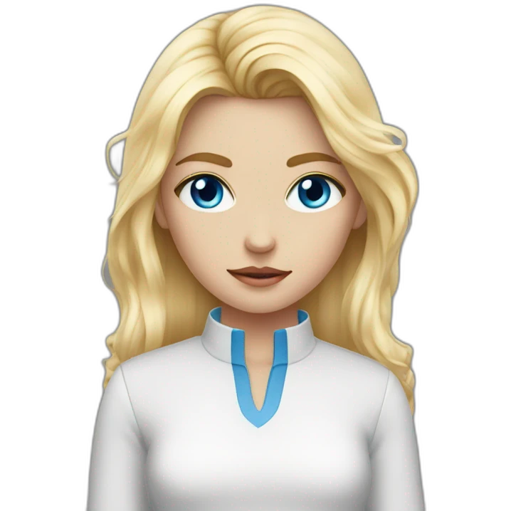 Girl with blond hair and blue eye take coup off blood emoji