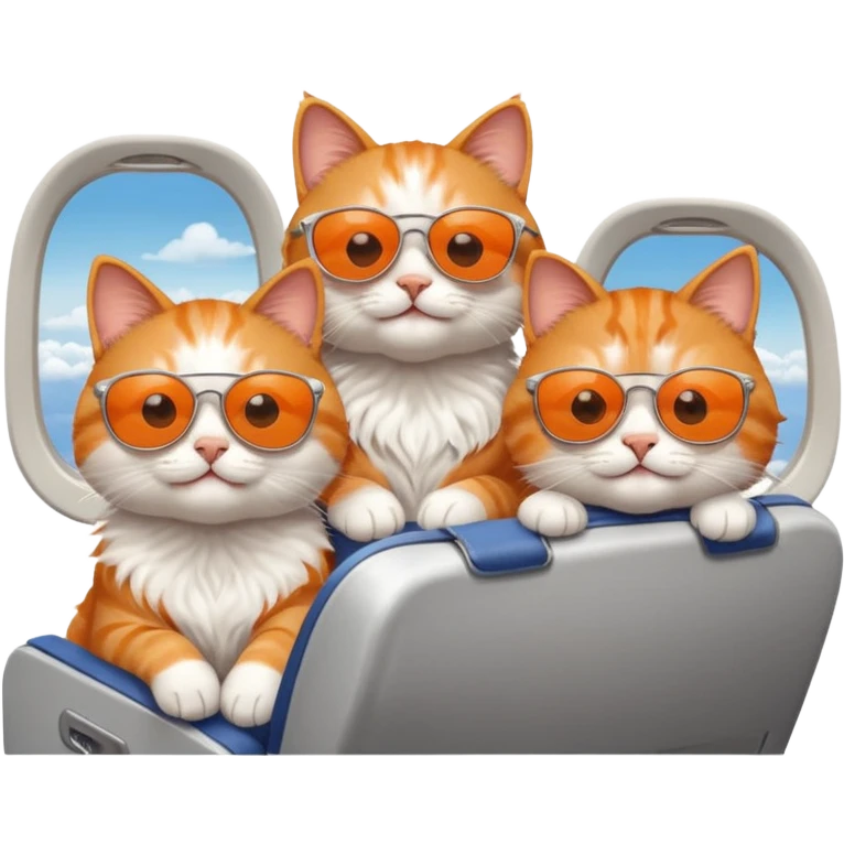 4 happy cats on an airplane emoji