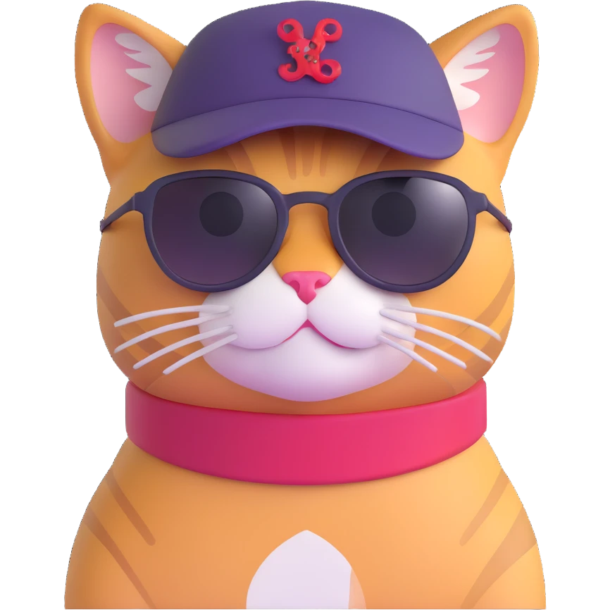 cat wearing sunglasses and a hat emoji
