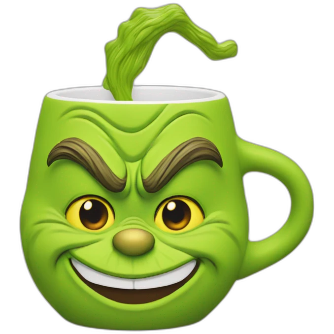 Grinch face shaped mug emoji