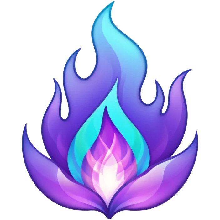 glitter purple and cian flame emoji