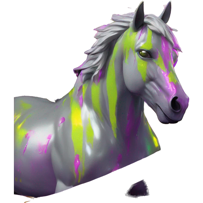 .Zombie_ Vaporwave black holographic oilslick zombie unicorn yellow caution tape emoji