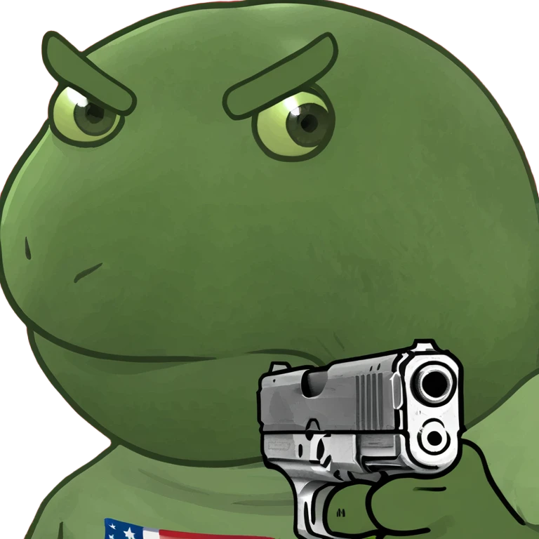 A guy that has a amarican flag and a gun in the other hand emoji