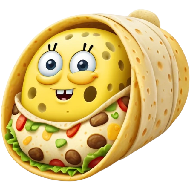 SpongeBob wrapped up inside a burrito emoji