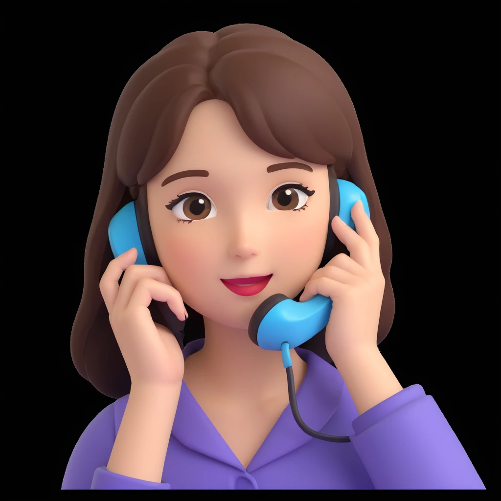 girl talking on phone, close up pose emoji