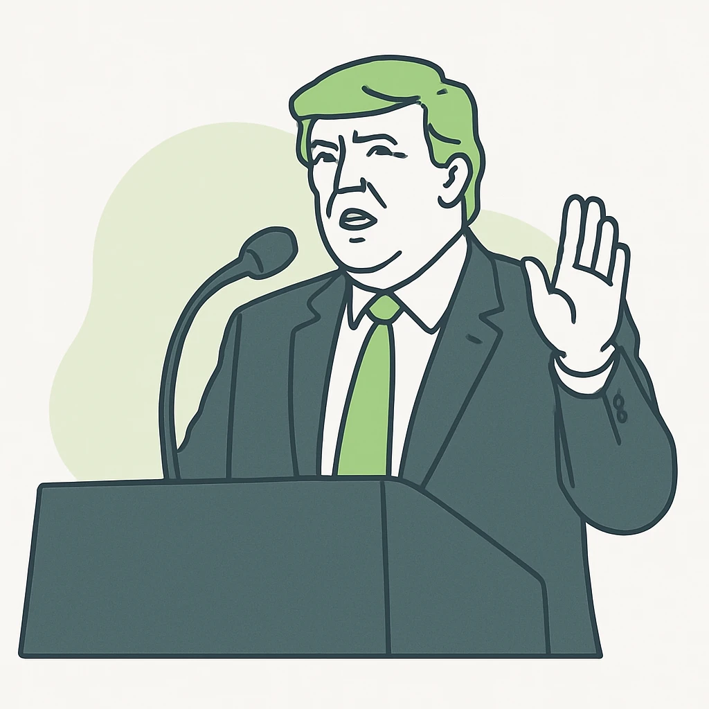 Donald Trump speaking at a rally emoji