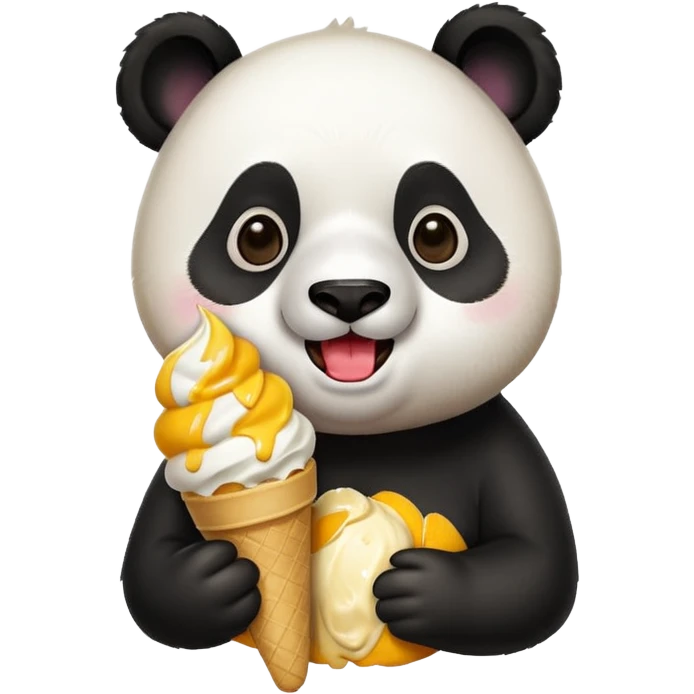 Panda eating mango icecream emoji