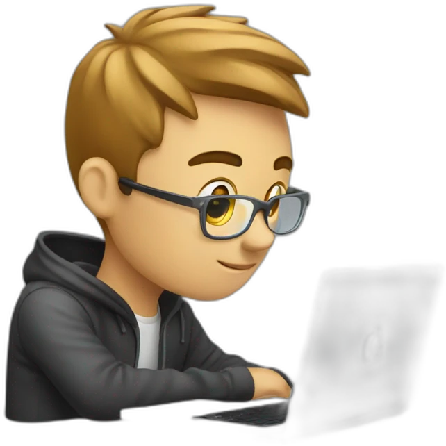 Handsome-programmer-boy-working-with-macbook emoji