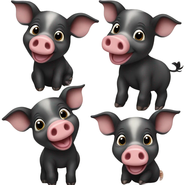 Cute baby black pig smiling having 4 bokjumeonis emoji