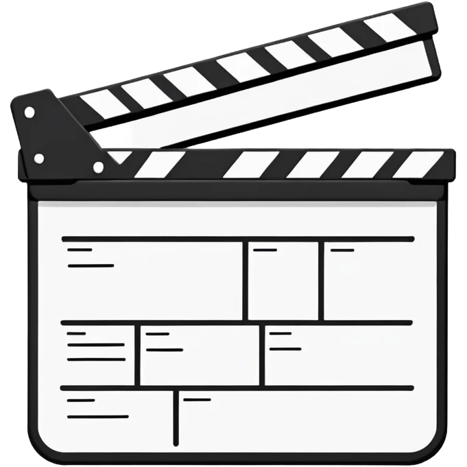 extreme minimalism clapperboard, single line drawing, barely recognizable outline emoji