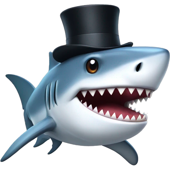 Shark with a top hat emoji