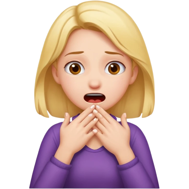 girl choking herself with her hands as a joke emoji