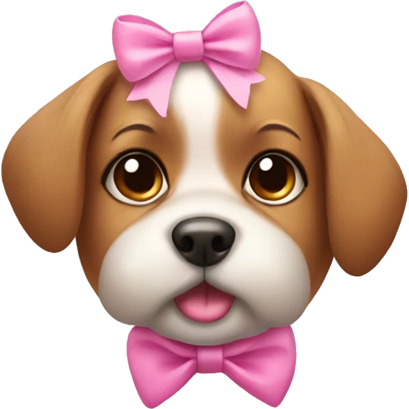 Cute dog with pink bow emoji