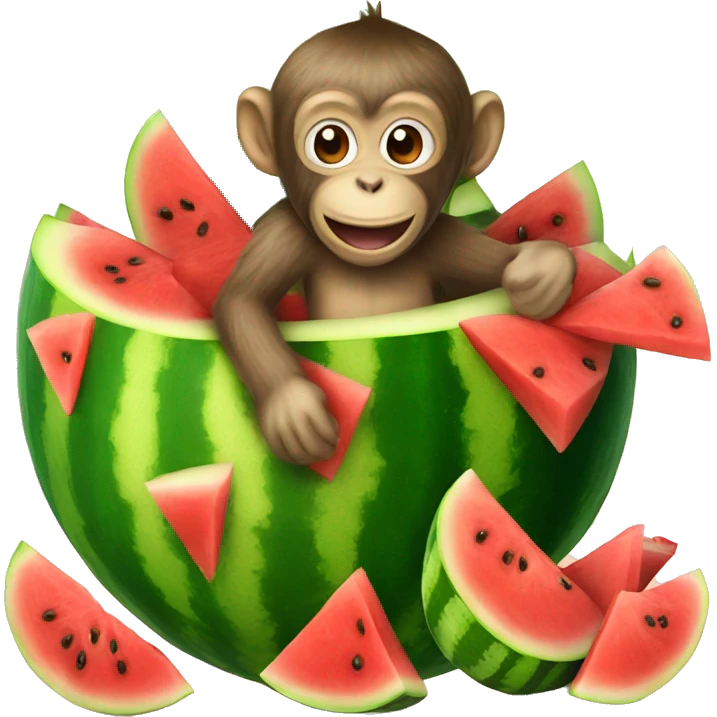Monkey inside watermelon  emoji