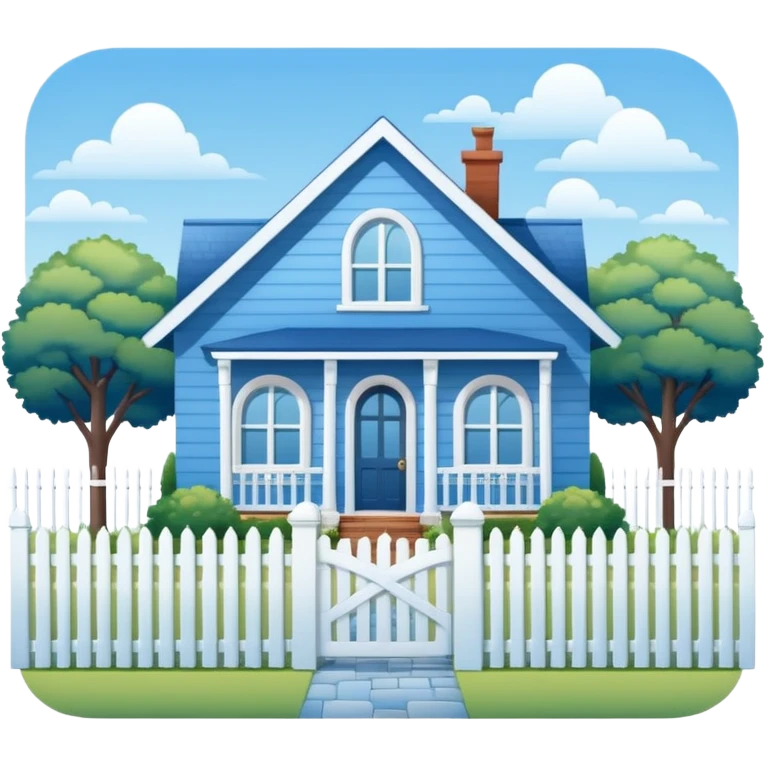 Blue house cute emoji