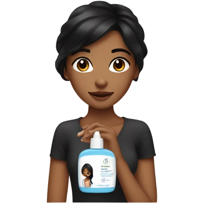 girl with black hair doing skin care emoji